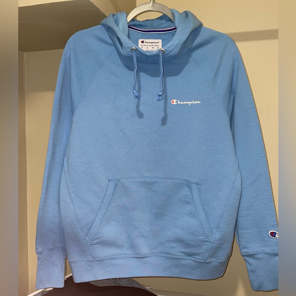 Unisex Large Ceil Blue Champion Hooded Sweatshirt